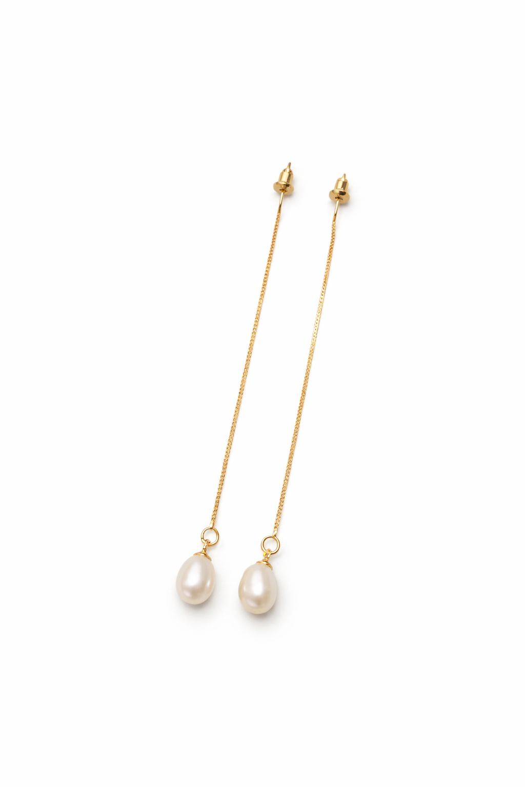 Freshwater Pearl Threader Gold Earrings