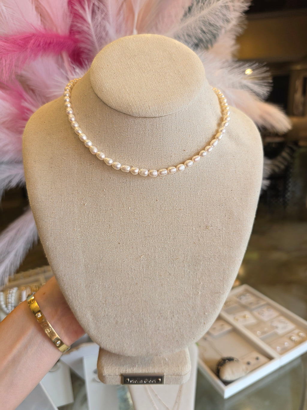 Dainty Freshwater Pearl Necklace White Natural Pearls