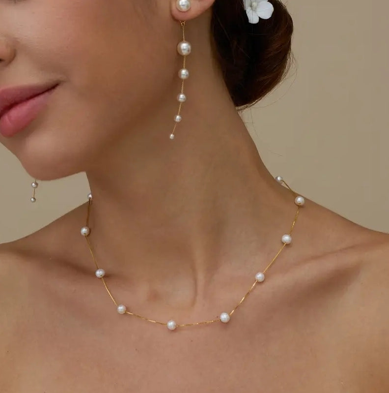 100% Freshwater Pearl Necklace 18K Gold Plated
