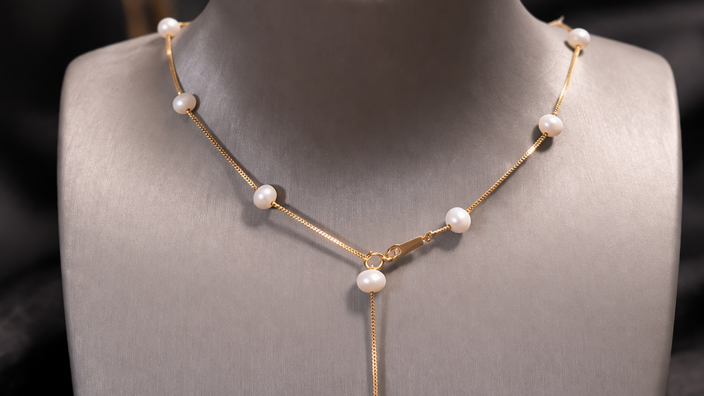 100% Freshwater Pearl Necklace 18K Gold Plated