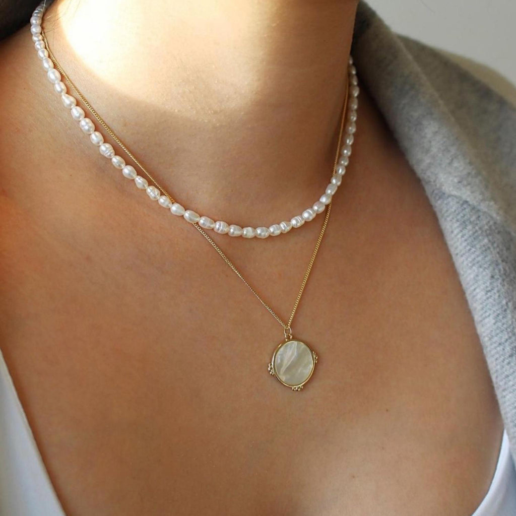 Dainty Freshwater Pearl Necklace White Natural Pearls