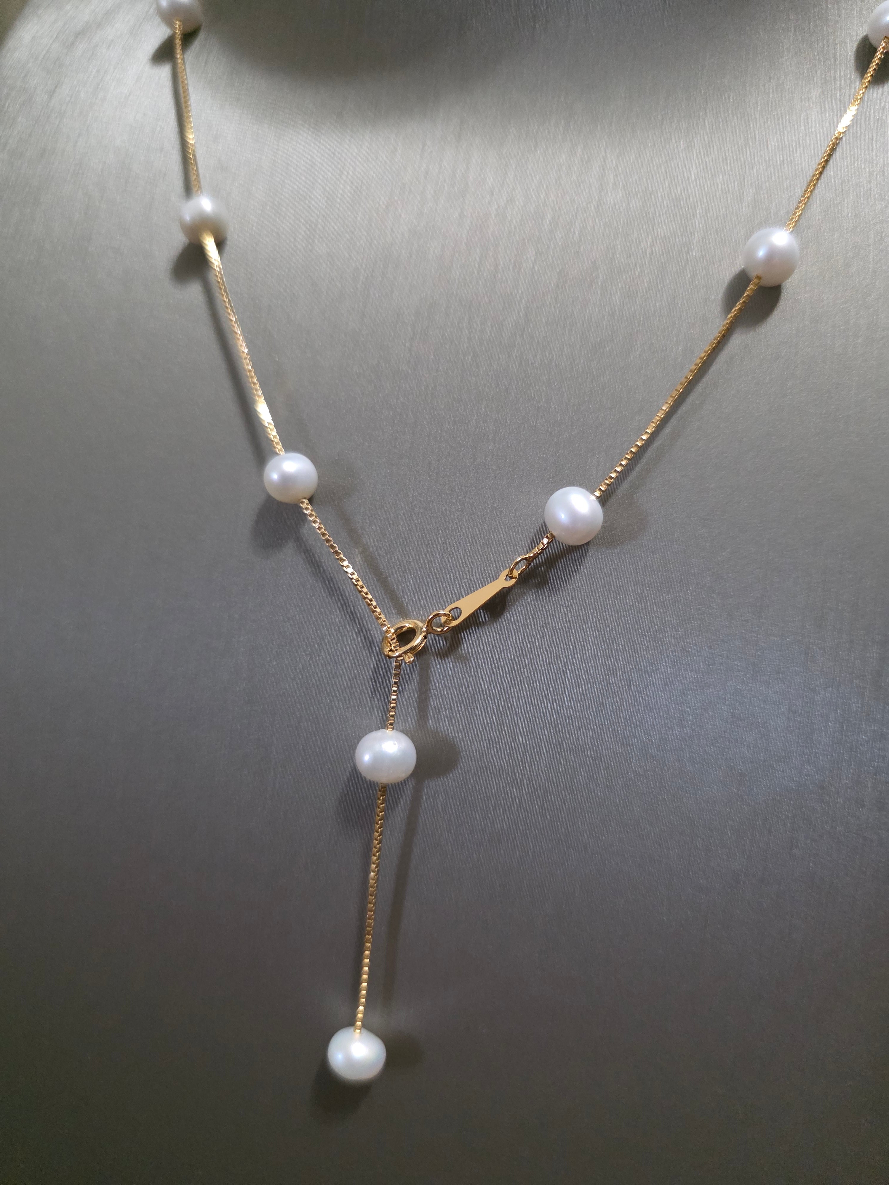 100% Freshwater Pearl Necklace 18K Gold Plated