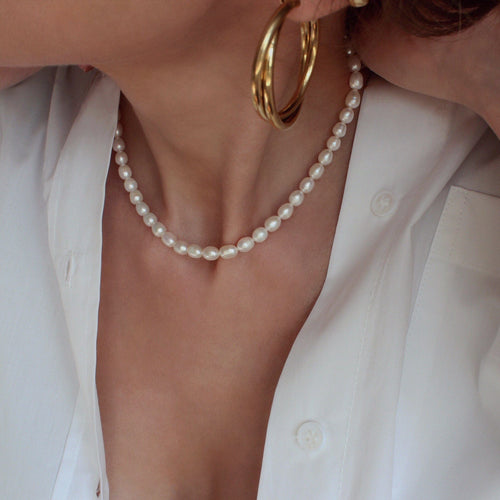 Dainty Freshwater Pearl Necklace White Natural Pearls